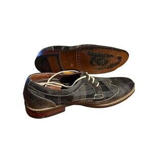 Ferro Aldo Men’s Brogue? Gray Plaid Wingtip Dress Shoes MFA-19266A SIZE 7